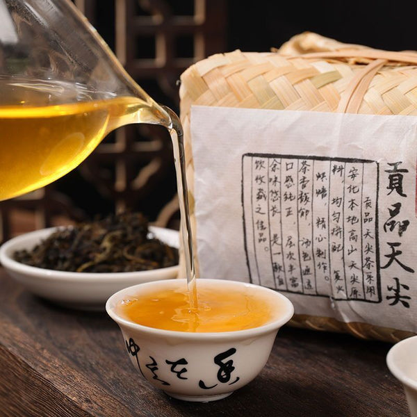 HelloYoung TeaHunan Anhua Black Tea Dark Tea Tribute Tian Jian Loose Bamboo Basket Packed 500g