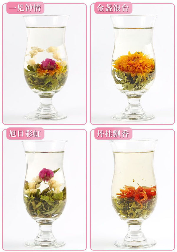 HelloYoung 18pcs Handmade Blooming Flower Tea Blooming Tea Flowers Balls Green Tea Gift Box