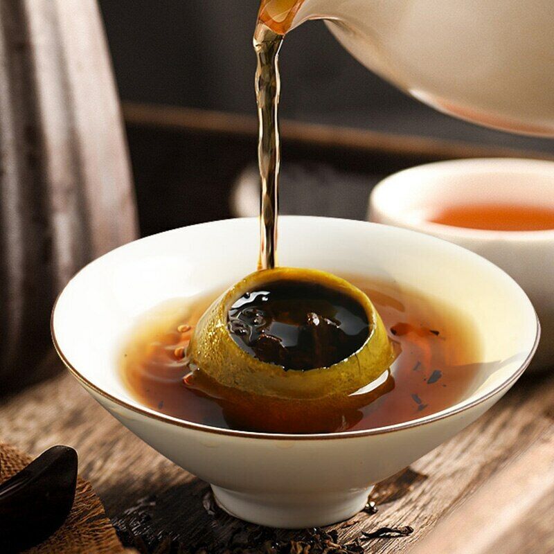 HelloYoung Shu Puer Dried Orangel Peel Ganpu Ripe Puerh Fruity Aroma Gift Packing 65g