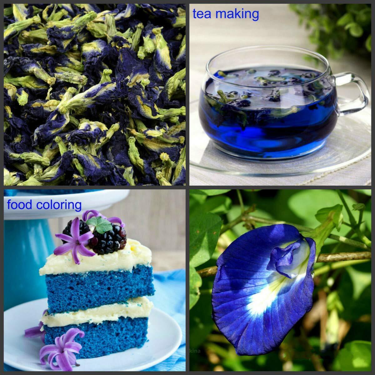 HelloYoung 250 Grams (8.8 Oz) Naturally Produced Blue Butterfly Pea Flowers Dried Flowers
