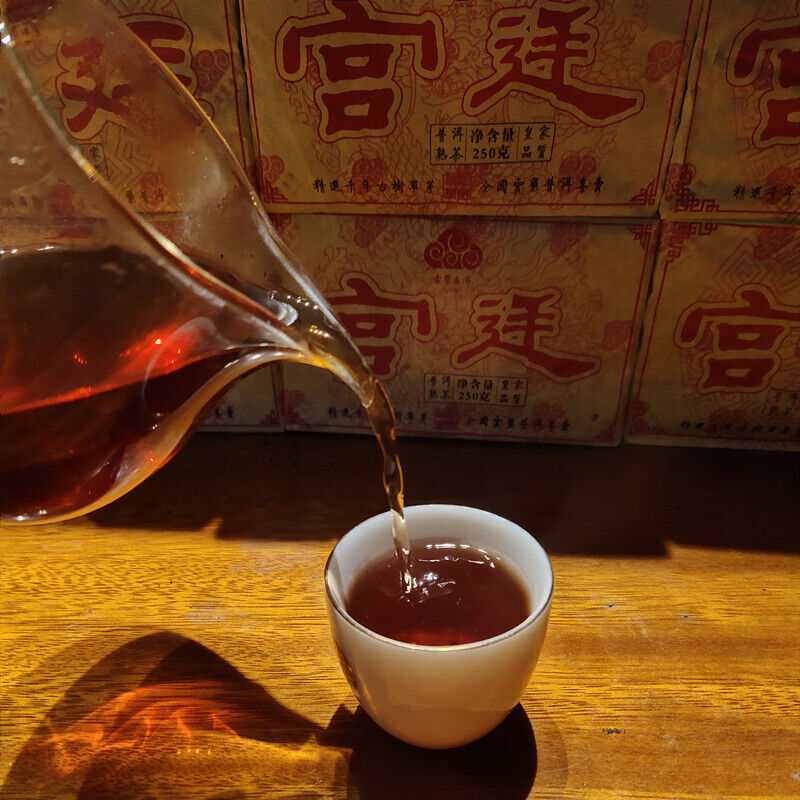 HelloYoung Chinese Old Pu-erh Tea Brick Ripe Puer Menghai Shu Tea sticky rice Taste Puerh