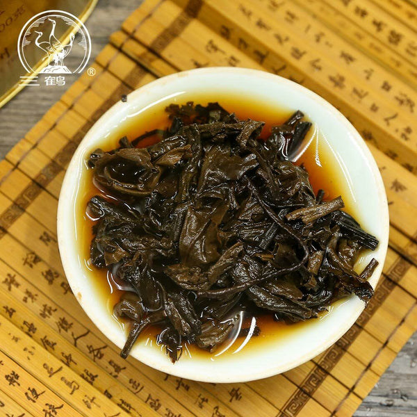 HelloYoung Three Cranes Loose Dark Tea Guangxi Liupao Box Tea Hei Cha Golden Jar 200g