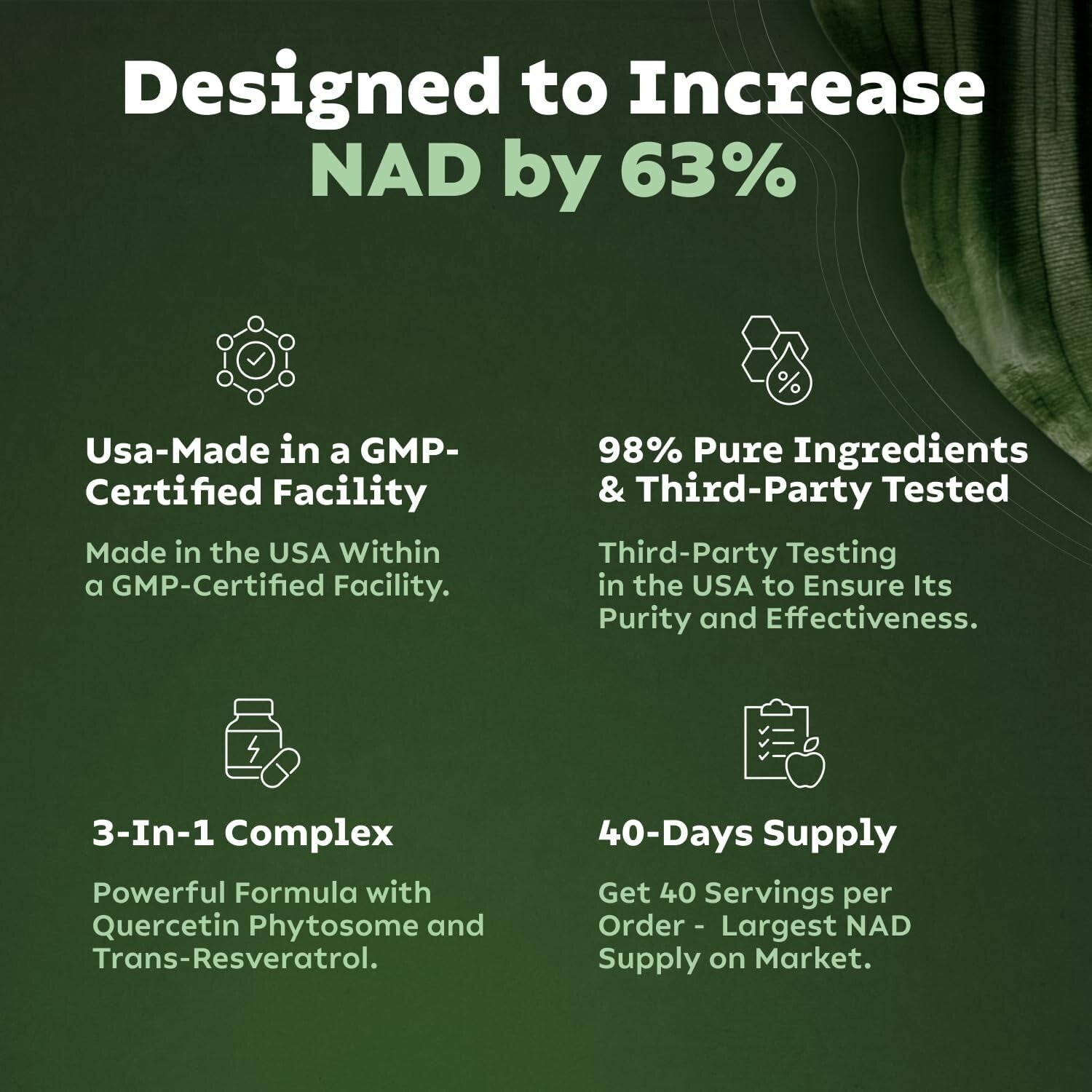 NAD+ Supplement for Anti Aging, Energy, Focus Booster Nicotinamide Riboside