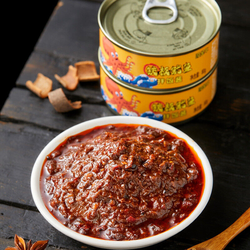 麻辣小海鲜罐头八爪鱼鲍鱼罐头麻辣龙虾尾罐头蒜蓉生蚝海鲜零食 Kleine würzige Meeresfrüchte in Dosen