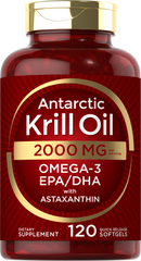 Antarctic Krill Oil 2000 mg 120 Softgels | Omega-3 EPA, DHA, with Astaxanthin