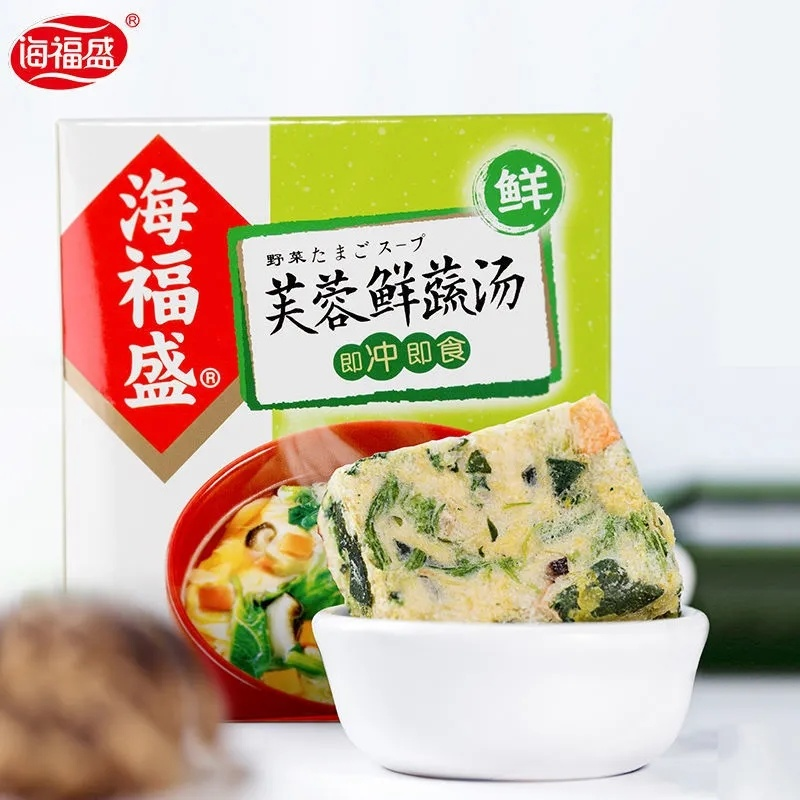 HelloYoung Chinese Food Snacks Instant Soup 零食中国食品小吃 冲泡即食速食汤料包 方便速溶汤 海福盛 芙蓉鲜蔬汤40g/盒