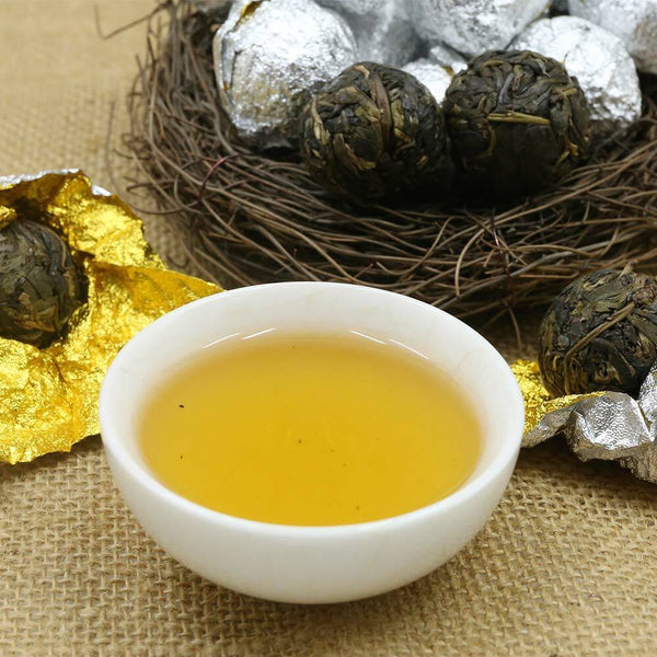HelloYoung Shen Puer Hand Made Dragon Pearl Yiwu Old Tree Materials Raw Puerh Tuocha