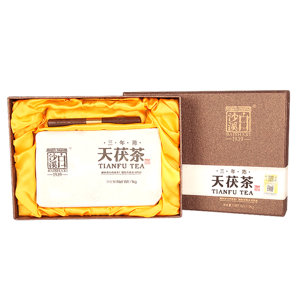 HelloYoung Anhua Dark Tea BaiShaxi 1939 Gold Flower Tea Brick 3 Years Aged Tian Fu Tea 1kg