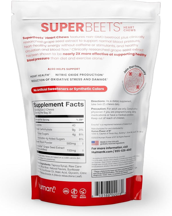 SuperBeets Heart Chews - Nitric Oxide Production and Blood Pressure