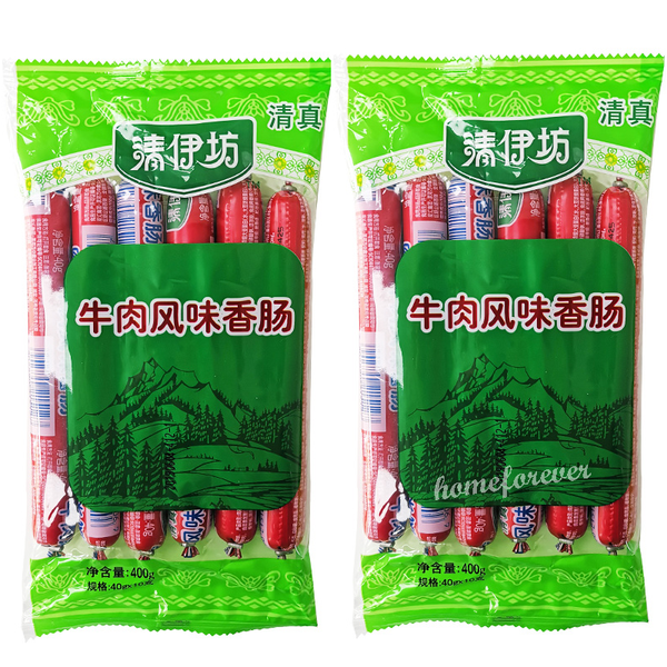 2 Bags x 400g Shuanghui Beef Sausage Muslim Chinese Food 双汇清伊坊牛肉风味香肠火腿肠清真
