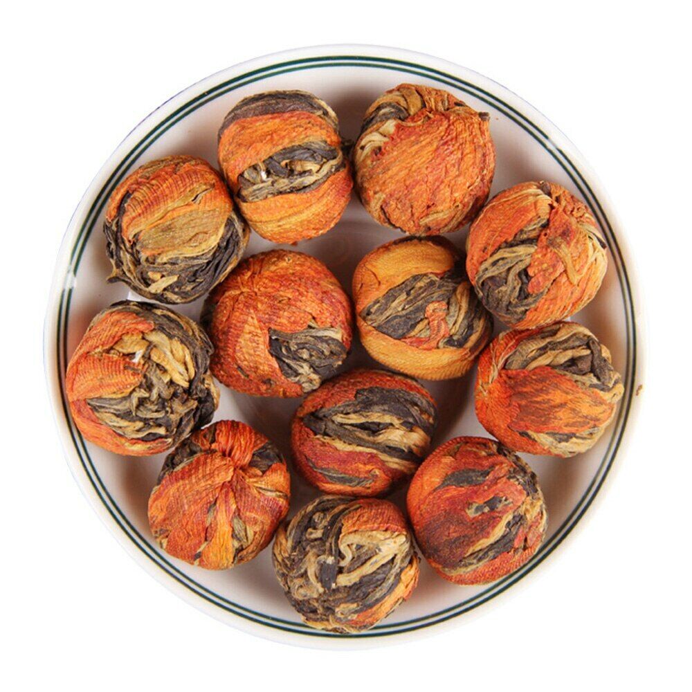 HelloYoung TeaYunnan Black Tea Fengqing Dianhong Handmade Lily Hydrangea Ball Tea 100g