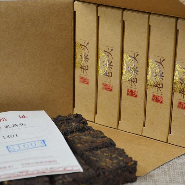 HelloYoung TAETEA Lao Cha Tou * Menghai Dayi Pu-erh Brick Ripe Puer Tea Brick 100g