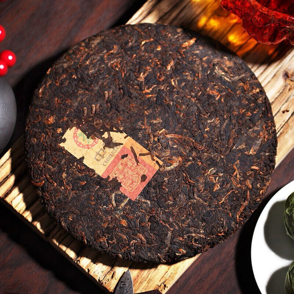 HelloYoung ChinaTea Red Rhyme Spring Bud Yunnan Menghai Pu'er Tea Ripe Cooked Tea 357g