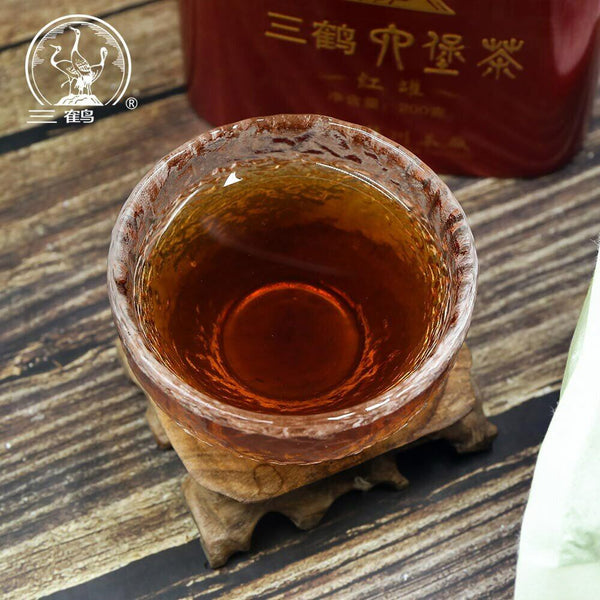 HelloYoung Three Cranes Sanhe Liu Bao Tea Dark Tea Heicha Wuzhou Teas Red Jar 200g