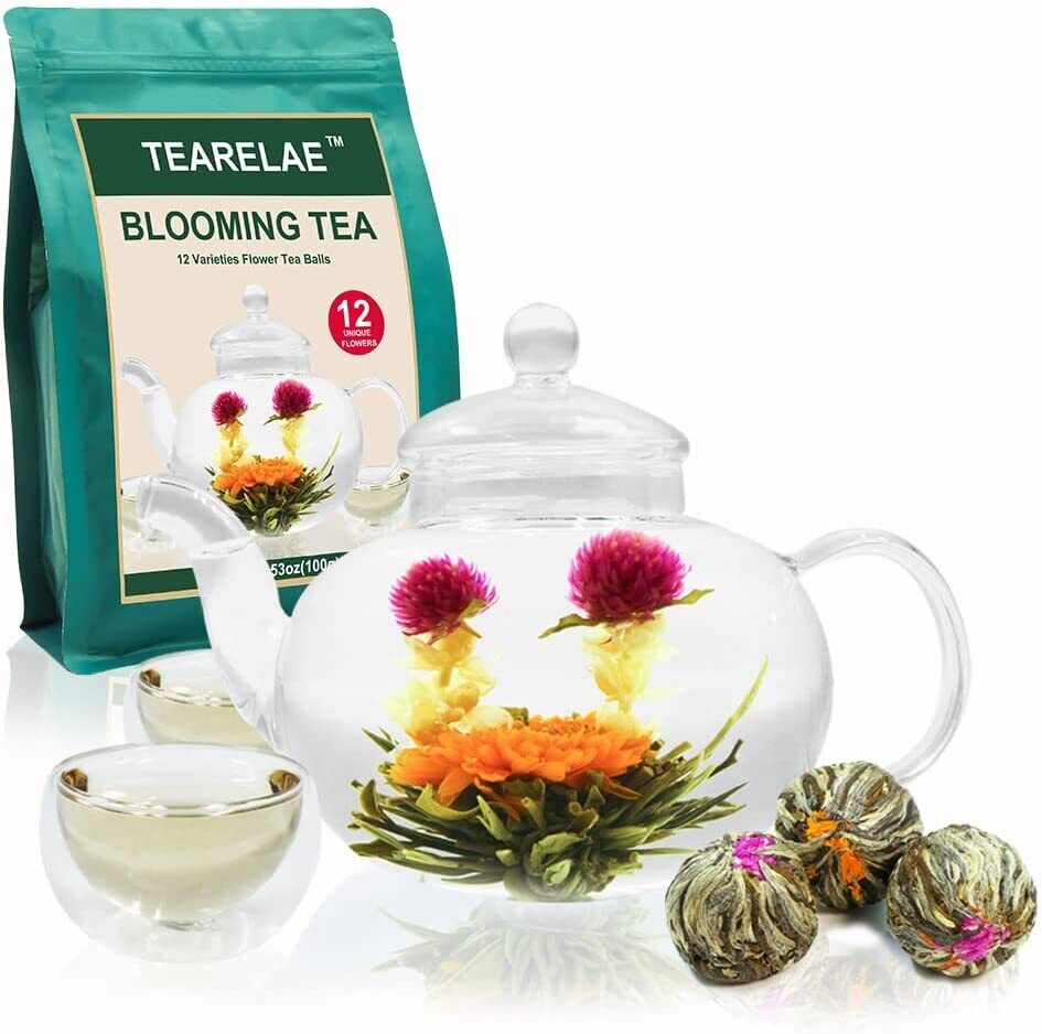 HelloYoung TEARELAE Blooming Tea Flowers 16pcs Individually Sealed Flowering Tea Balls Secondary image