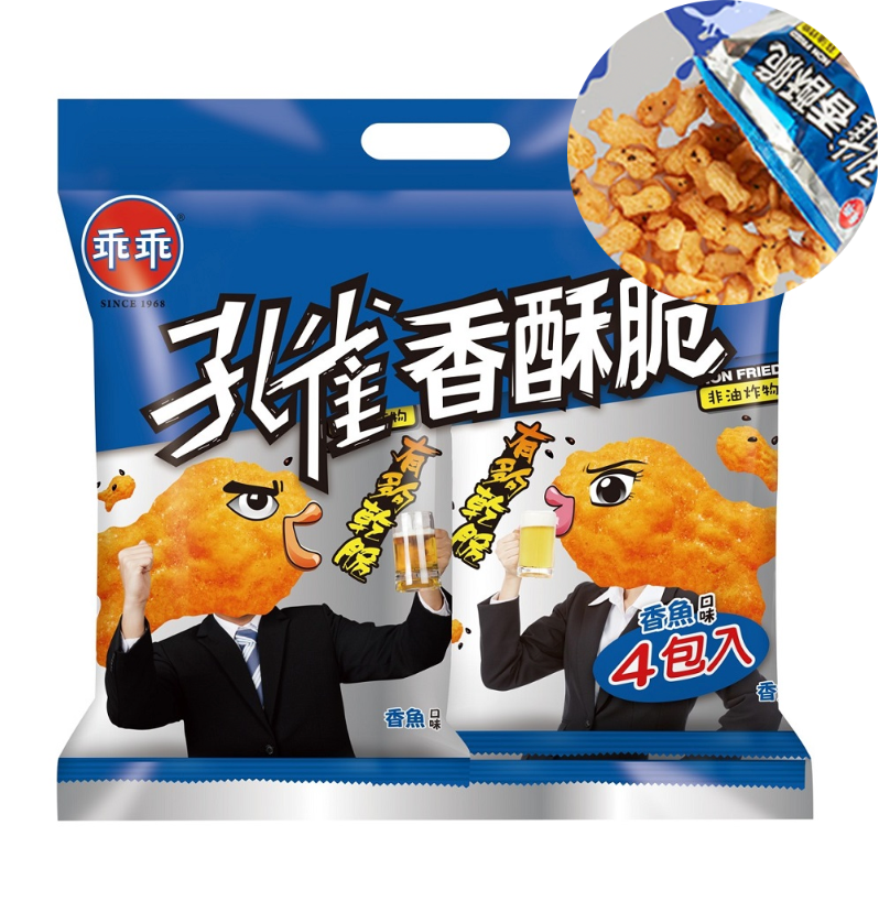 [Kuai Kuai] Crispy Sweet-fish Crackers, Snack 40g x 4/ Pack 乖乖 孔雀香酥脆 香魚口味 Secondary image