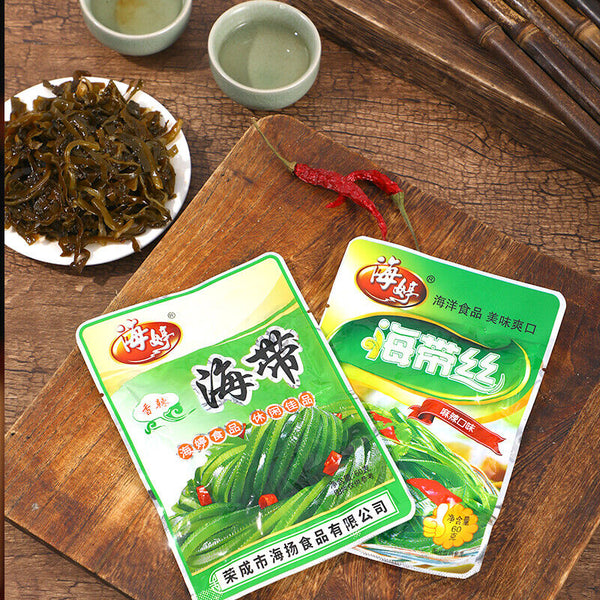 60g*5bags instant spicy kelp shreds pickles Seafood snacks Food 麻辣海带丝