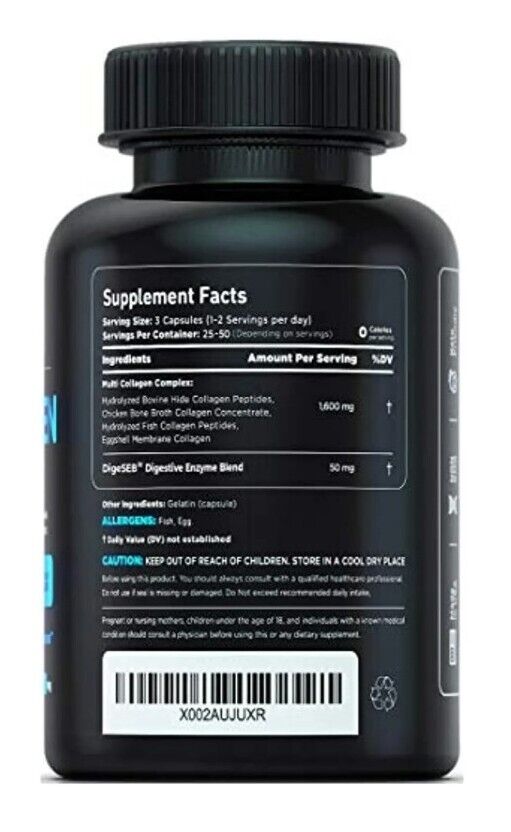3-PACK Vital Vitamins Multi Collagen Complex - Type I, II, III, V, X, Grass Fed