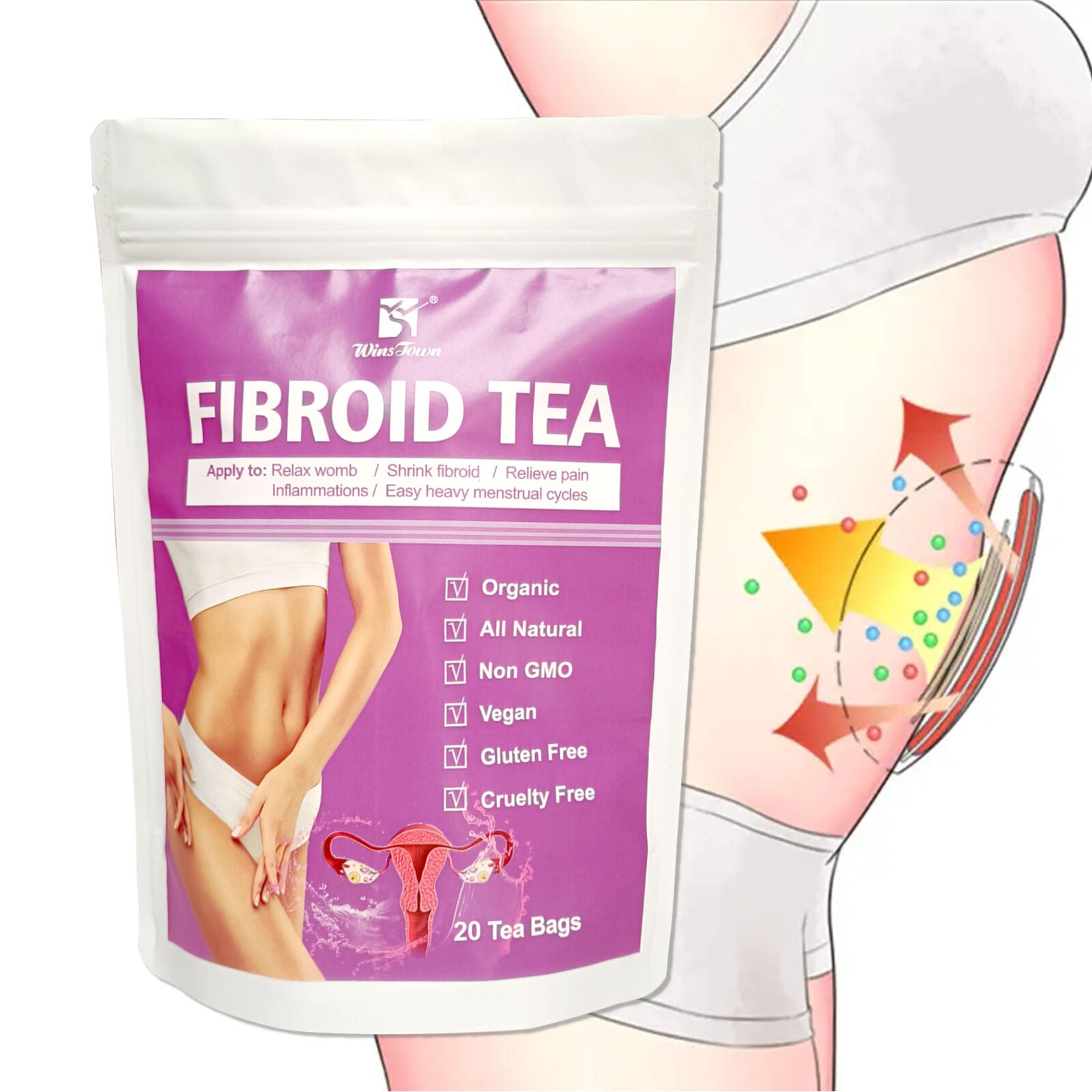 Fibroid Tea 100% Natural Relaxes Uterus Shrinks Fibroids Eases Pain 20 Tea Bag