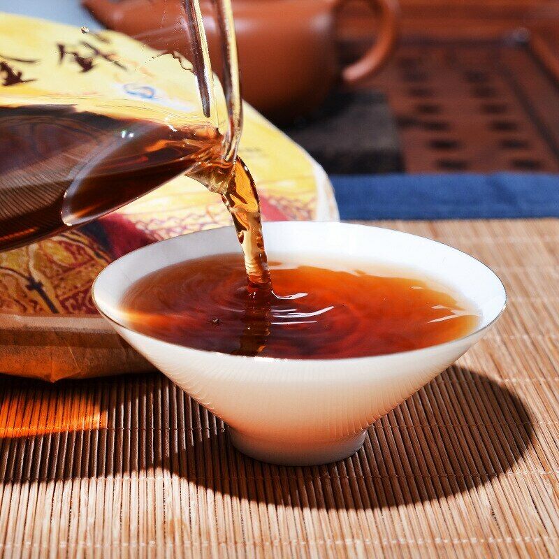 HelloYoung Qiao Mu Jin Zhen * Yunnan Puerh Golden Bud Pu-erh Tea Cake Ripe Puer Shu 357g
