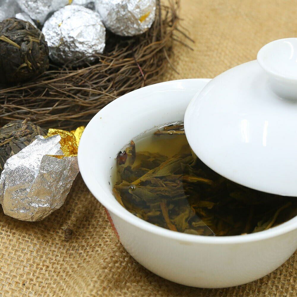 HelloYoung Shen Puer Hand Made Dragon Pearl Yiwu Old Tree Materials Raw Puerh Tuocha