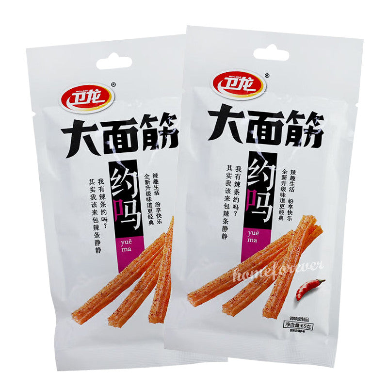 65g x 2 Bags  Chinese Snacks Weilong Latiao Hot Strips 卫龙辣条大面筋中国特产 Main image