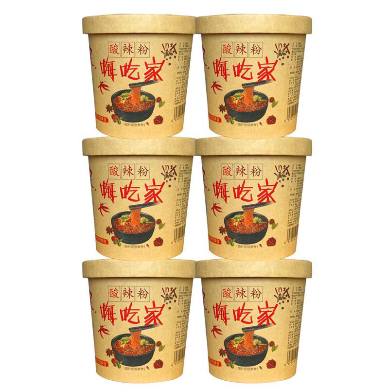 6 Boxes Haichijia Hot and Sour Instant Rice Noodles 嗨吃家酸辣粉6桶装