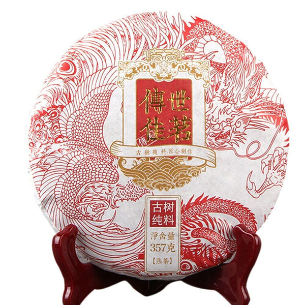 HelloYoung Chuan Shi Jia Ming Ripe Puer Tea Old Tree Pure Material Shu Puerh Tea 357g