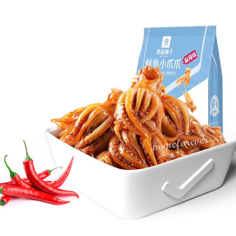 60g x 2 Beutel Liangpinpuzi Pikante Tintenfisch-Snacks 良品铺子麻辣味鱿鱼小爪爪 Main image