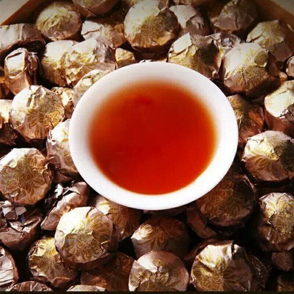 HelloYoung Yunnan Aged Shu Puerh Tea Ripe Mini Puer Tuocha with Chrysanthemum 500g