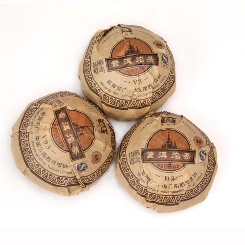 HelloYoung TAETEA V93 801 Yunnan MengHai Dayi Puer Tuocha Premium Ripe Pu Er Tuo Cha