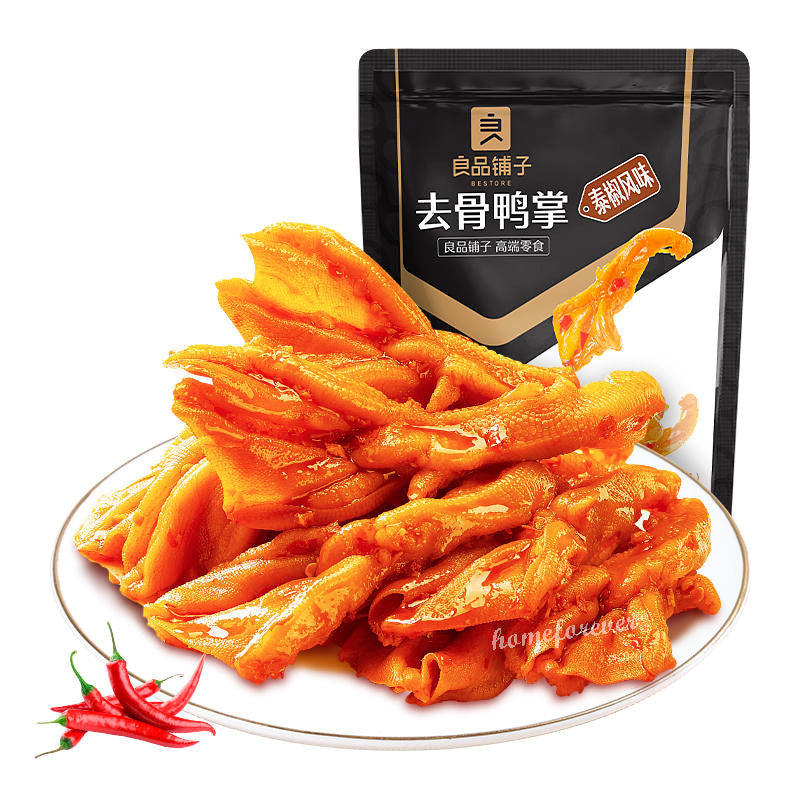 350g Liangpinpuzi Spicy Duck Feet without Bone Casual Snacks 良品铺子泰椒风味去骨鸭掌大袋装