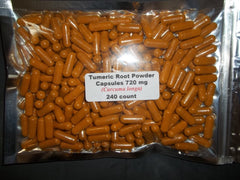 Tumeric (Turmeric) Root Powder Capsules (Curcuma longa) 720 mg 240 count