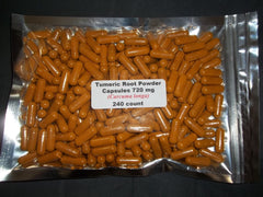 Tumeric (Turmeric) Root Powder Capsules (Curcuma longa) 720 mg 240 count