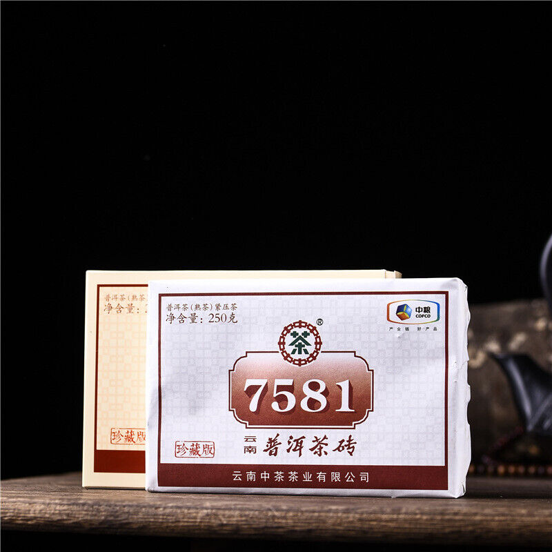 HelloYoung ZHONGCHA COFCO Classic Puer 7581 Ripe Puerh Brick Shu Cooked Pu'er Brick 250g