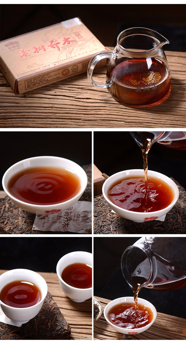 HelloYoung Haiwan Old Tree Tea Puer Tea "Lao Shu Qiao Mu" Pu-erh Ripe Pu Er Brick 250g