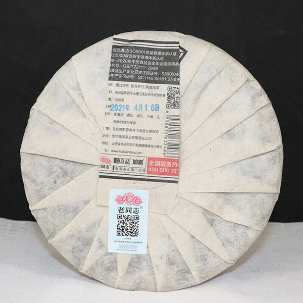 HelloYoung Haiwan Dong Guo Gu Shu Shen Puer Famous Mountain Old Tree Raw Puer Tea 500g