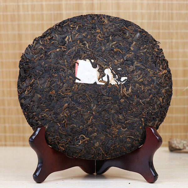 HelloYoung 357g Ba Jiao Ting Li Ming 7590 Yunnan Qizibing Tea Aged Ripe Puer Tea Cake