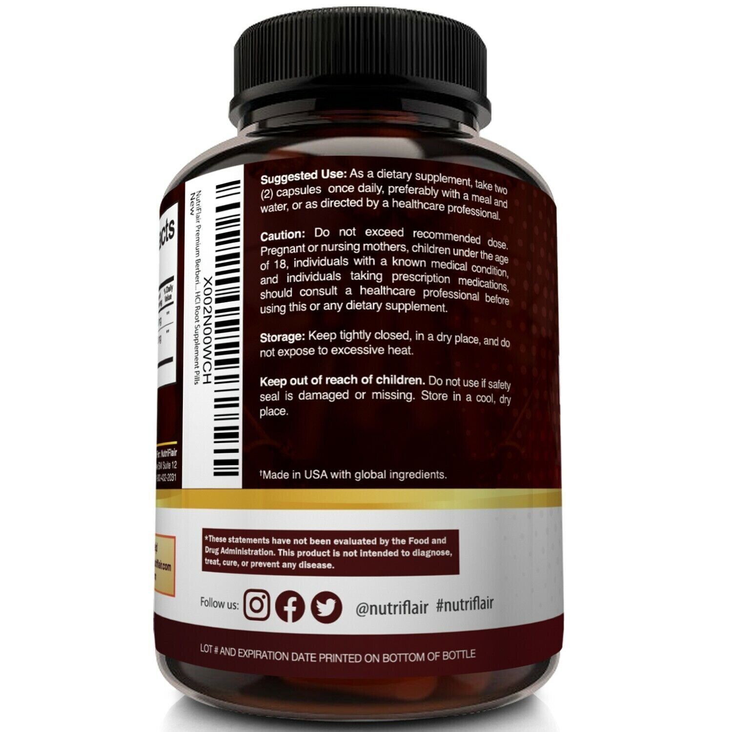 Premium Berberine HCL 1200mg with Organic Ceylon Cinnamon - 120 Capsules