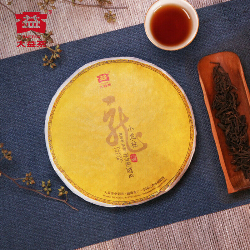 HelloYoung Menghai TAETEA Small DRAGON PILLAR Dayi Tea Cake Pu-erh 357g Ripe Puer 1801