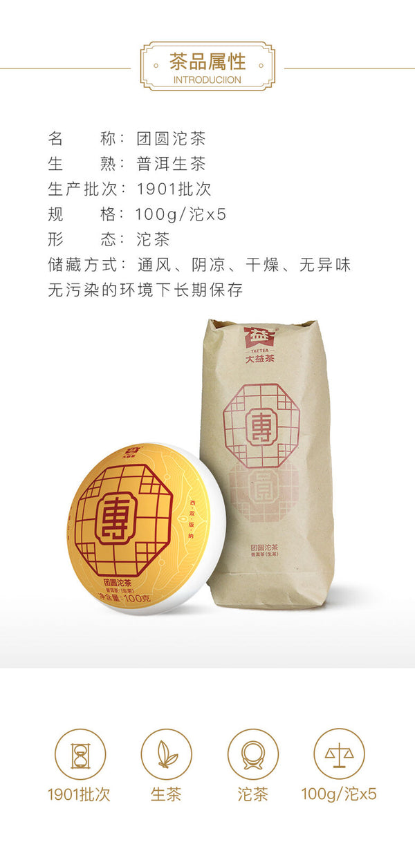 HelloYoung TAETEA Reunion Tuocha * MengHai Dayi Tuo Puer Pu'er Puerh Tea Raw 500g 1901