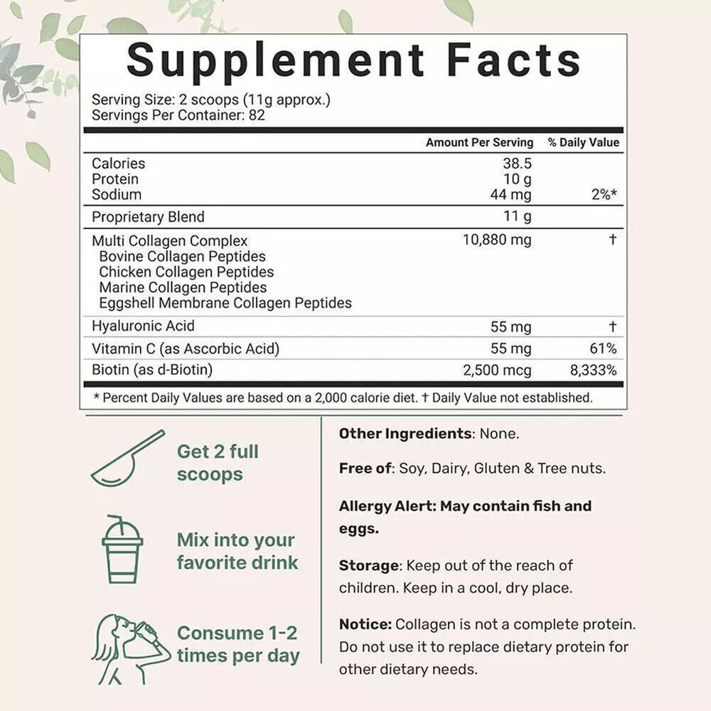 Multi Collagen Peptides Powder-Hydrolyzed Protein Peptides (Type I,II,III,V,X)