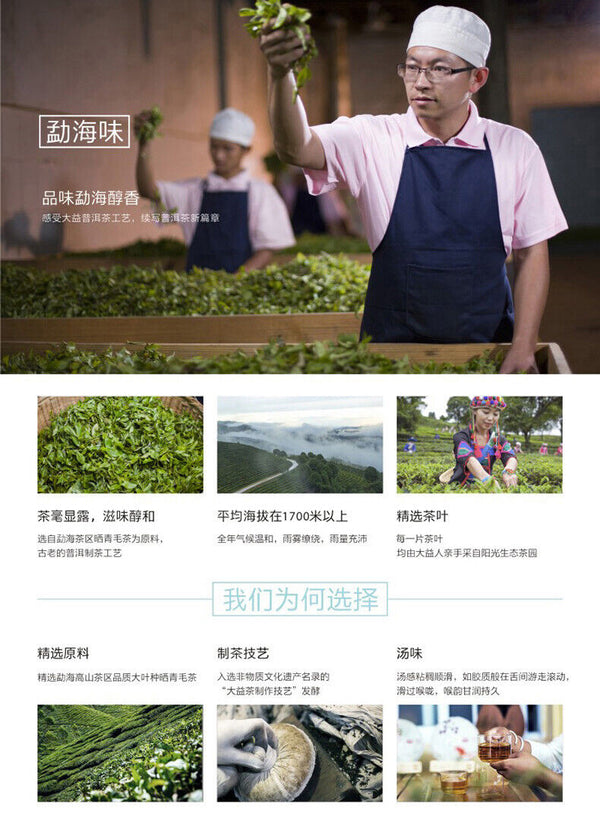 HelloYoung TeaTIAN CHUN * TAETEA Menghai Dayi Pu-erh Ripe Cake Organic Black Tea 300g Box