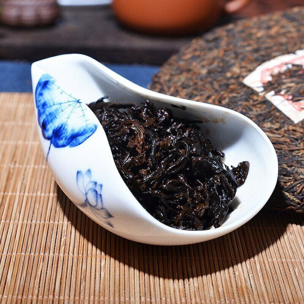 HelloYoung Qiao Mu Jin Zhen * Yunnan Puerh Golden Bud Pu-erh Tea Cake Ripe Puer Shu 357g