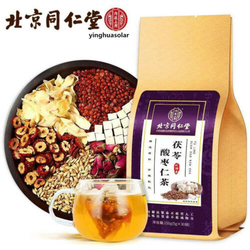 Tongrentang Fu Ling Suan Zao Ren Cha Fulingsuanzaorencha北京同仁堂茯苓酸枣仁茶助眠安神助眠150g