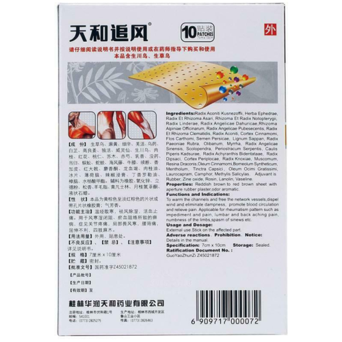 Tian He Zhui Feng Gao Tianhe Zhuifenggao10 Boxes 100pcs天和追风膏10盒100片