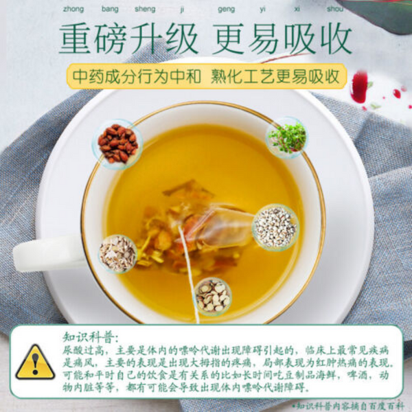 HelloYoung 北京同仁堂 菊苣马齿苋茶栀子茶Juju Machixian tea 薏苡仁 甘草山楂桔梗百合排酸降尿酸茶天然健康natural healthy herb tea